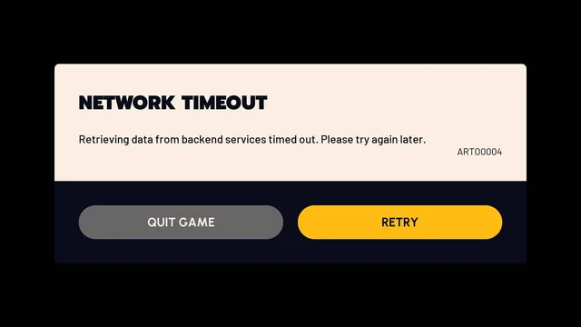 Arc Raiders Network Timeout Error ART00004