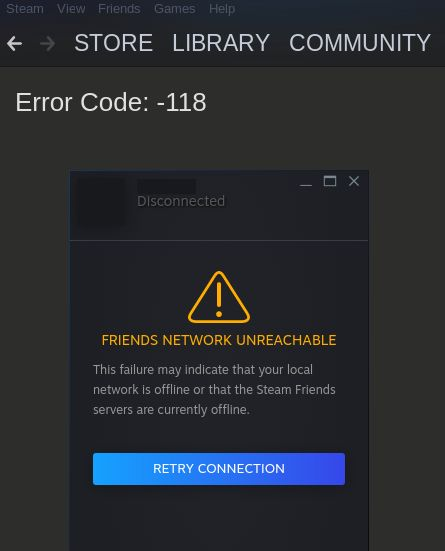 Steam Network Error -118