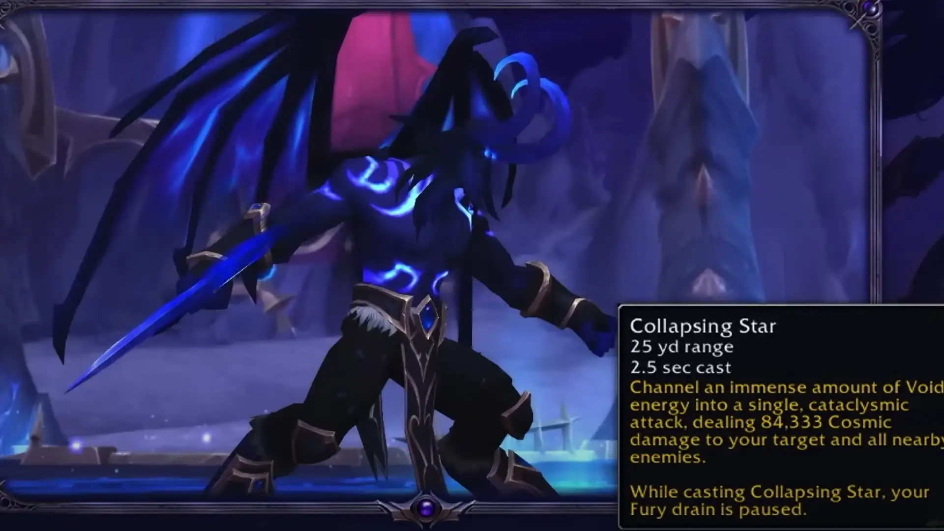 Collapsing Star tooltip 25 yard range 2.5 second cast Devourer