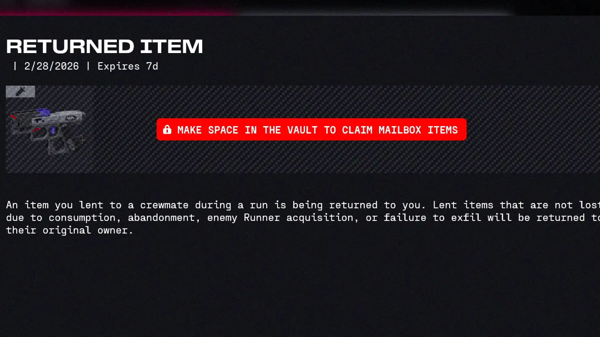 Marathon Borrowed Item ownership return system