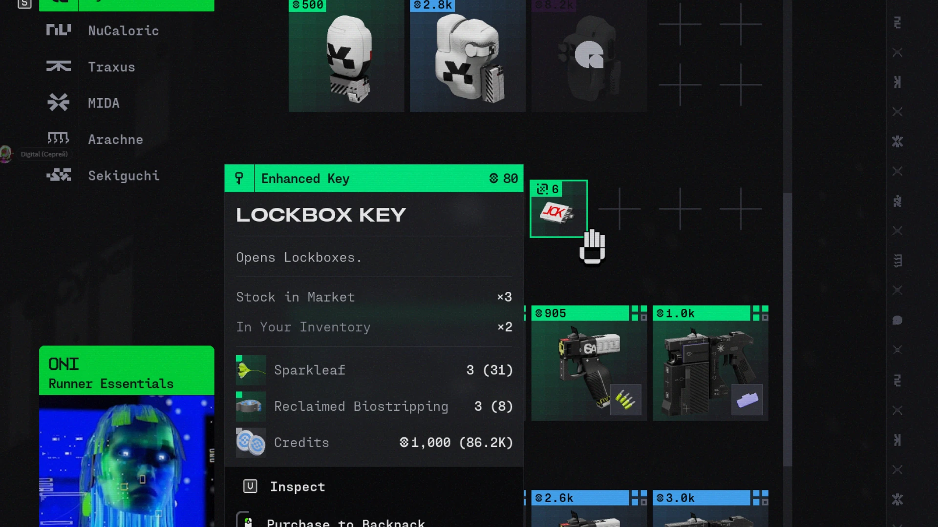 Marathon Lockbox Key crafting screen