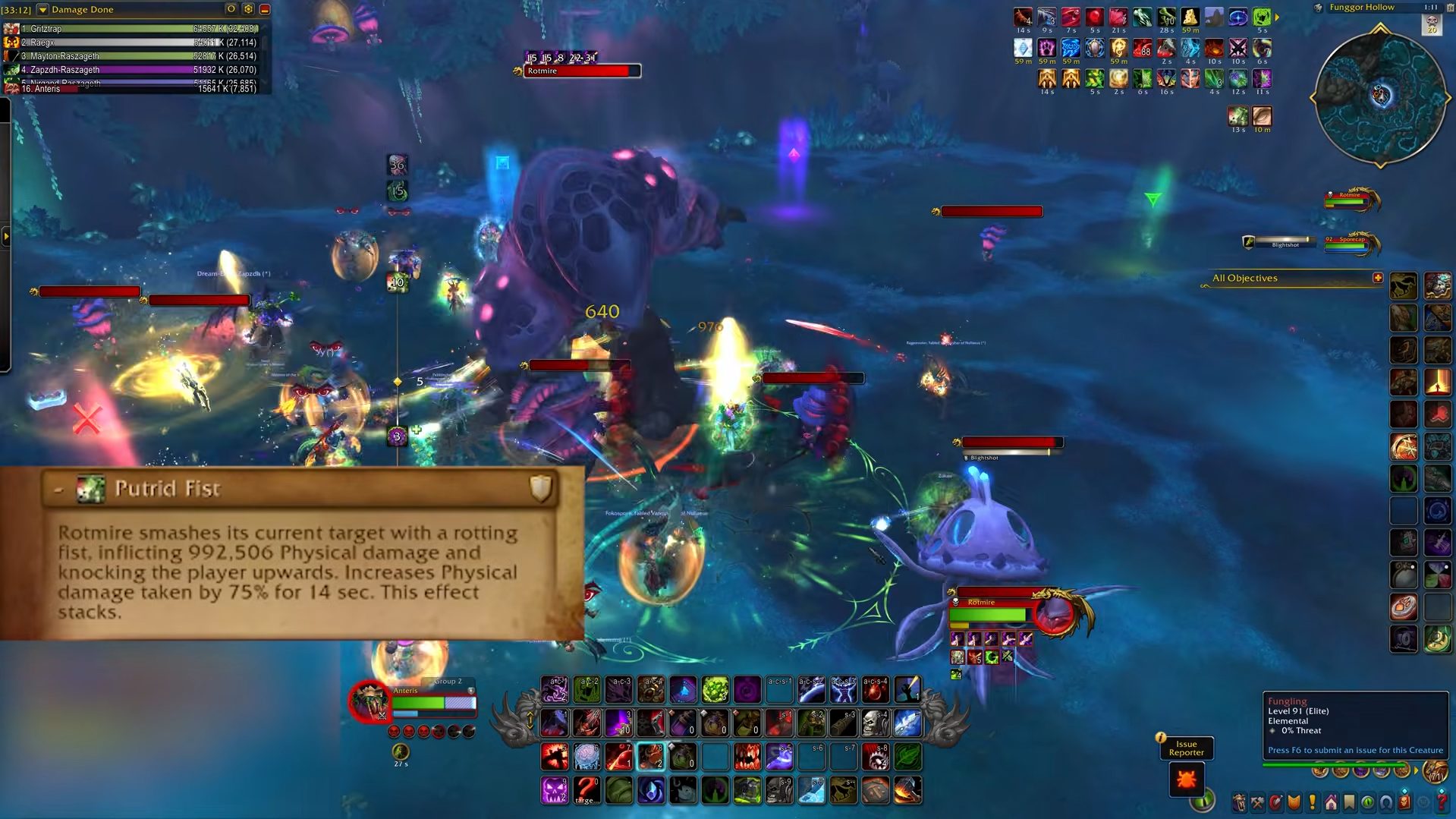 Tank positioning for Putrid Fist