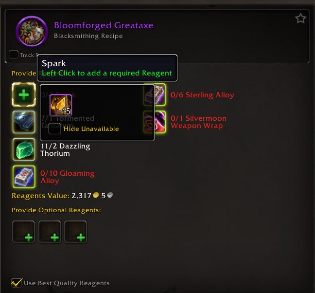 Spark of Radiance and Dawncrests As Materials